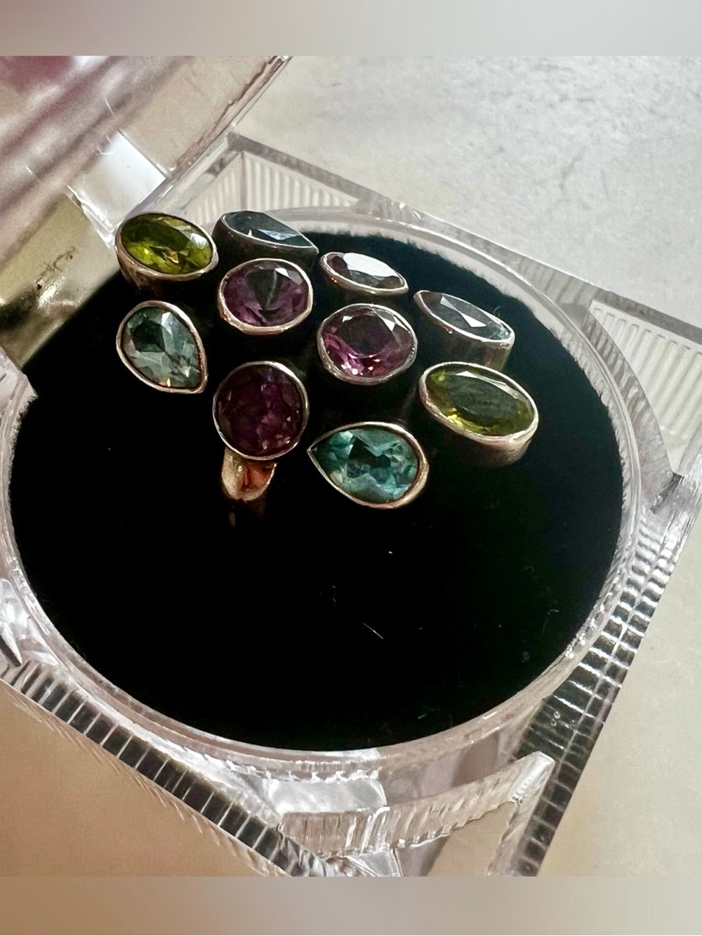 Nicky Butler NB 925 Sterling Silver Peridot Topaz Amethyst Statement Ring Size 6